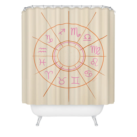 Little Om Zodiac Signs cream Shower Curtain