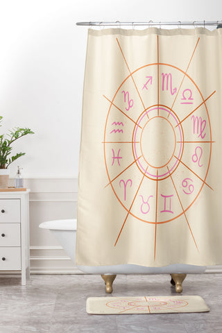 Little Om Zodiac Signs cream Shower Curtain And Mat