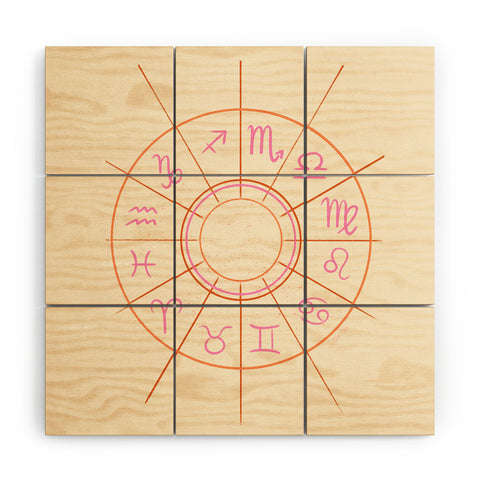 Little Om Zodiac Signs cream Wood Wall Mural