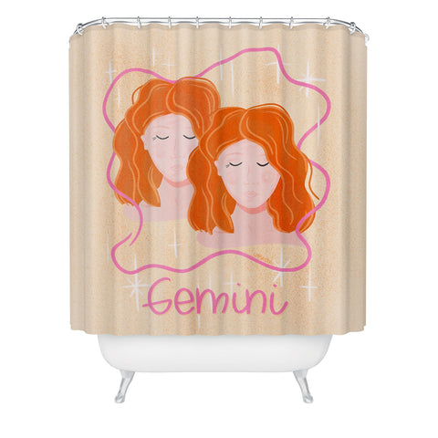 Little Om Zodiac Signs Gemini Shower Curtain