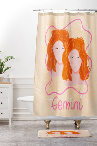 Little Om Zodiac Signs Gemini Shower Curtain And Mat