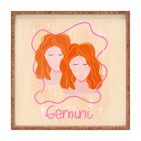 Little Om Zodiac Signs Gemini Square Tray