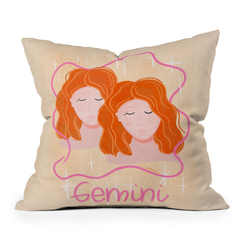 Little Om Zodiac Signs Gemini Outdoor Throw Pillow