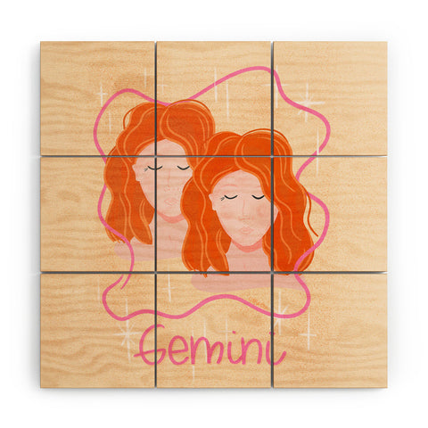 Little Om Zodiac Signs Gemini Wood Wall Mural