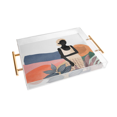 Lola Terracota Fashion modern portrait of a woman at home Acrylic Tray