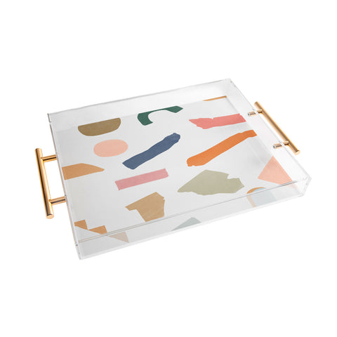 Lola Terracota Mix of color shapes happy Acrylic Tray