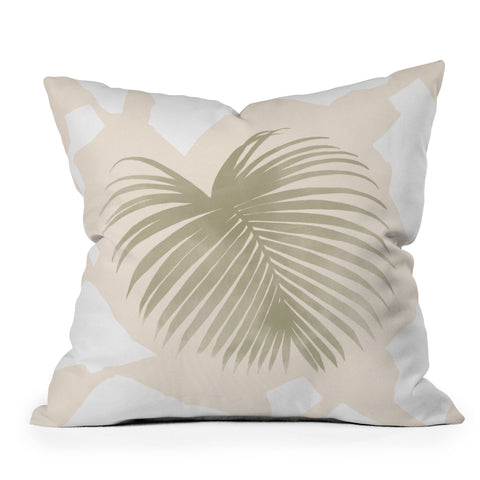 Lola Terracota Palm leaf with abstract handmade shapes Outdoor Throw Pillow