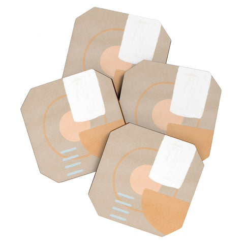 Lola Terracota Simple shapes boho minimalist Coaster Set