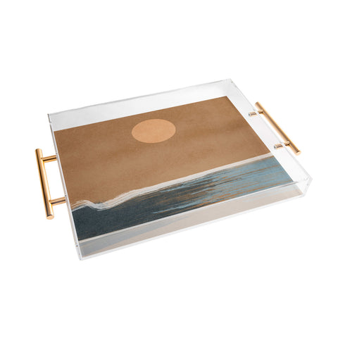 Lola Terracota Sunset with minimal shapes on kraft paper Acrylic Tray