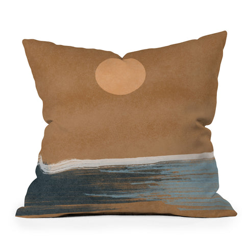 Lola Terracota Sunset with minimal shapes on kraft paper Outdoor Throw Pillow