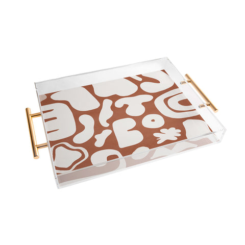 Lola Terracota Terracotta with shapes in offwhite Acrylic Tray