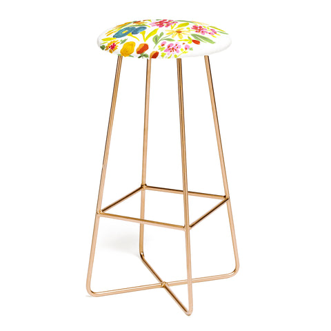 LouBruzzoni Artsy colorful wildflowers Bar Stool