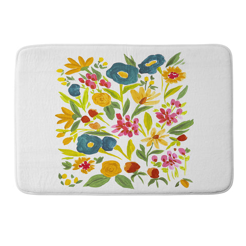 LouBruzzoni Artsy colorful wildflowers Memory Foam Bath Mat