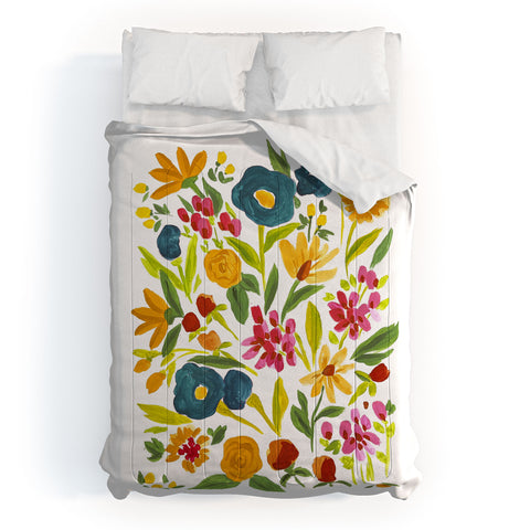 LouBruzzoni Artsy colorful wildflowers Comforter