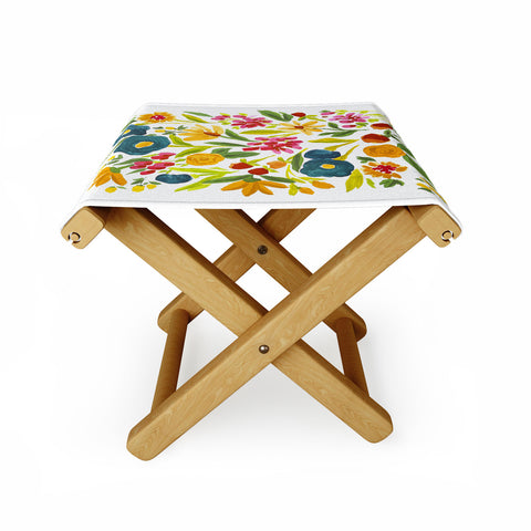 LouBruzzoni Artsy colorful wildflowers Folding Stool