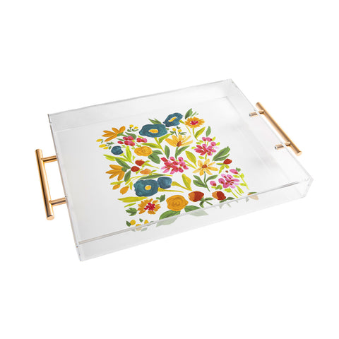 LouBruzzoni Artsy colorful wildflowers Acrylic Tray