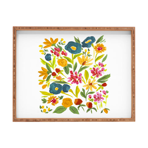 LouBruzzoni Artsy colorful wildflowers Rectangular Tray