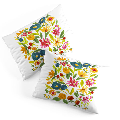 LouBruzzoni Artsy colorful wildflowers Pillow Shams