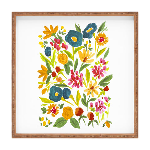LouBruzzoni Artsy colorful wildflowers Square Tray