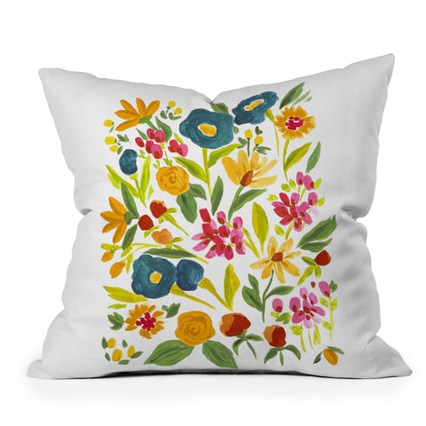 LouBruzzoni Artsy colorful wildflowers Throw Pillow