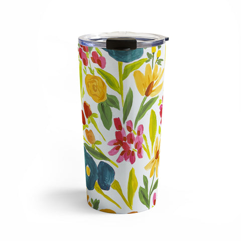 LouBruzzoni Artsy colorful wildflowers Travel Mug