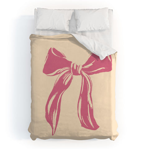 LouBruzzoni Big Pink Ribbon Duvet Cover