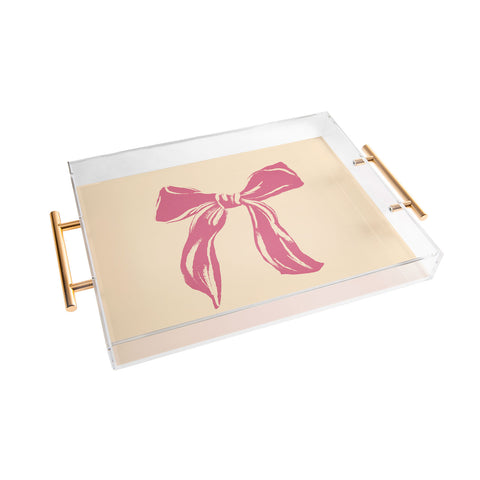 LouBruzzoni Big Pink Ribbon Acrylic Tray
