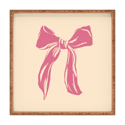 LouBruzzoni Big Pink Ribbon Square Tray