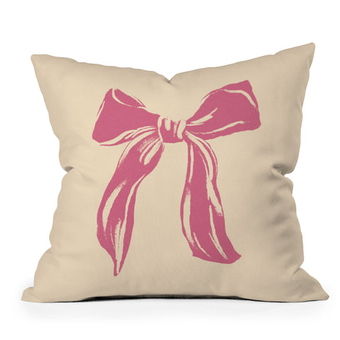 LouBruzzoni Big Pink Ribbon Outdoor Throw Pillow