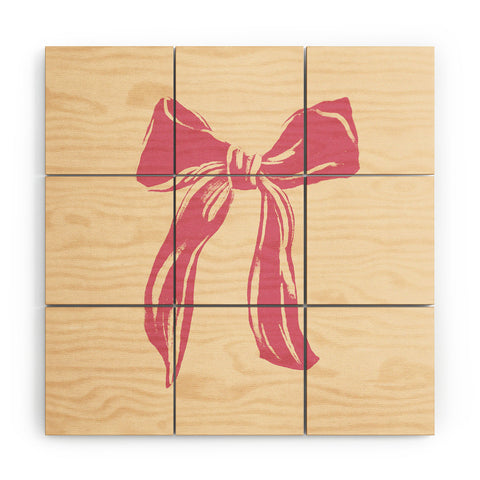 LouBruzzoni Big Pink Ribbon Wood Wall Mural