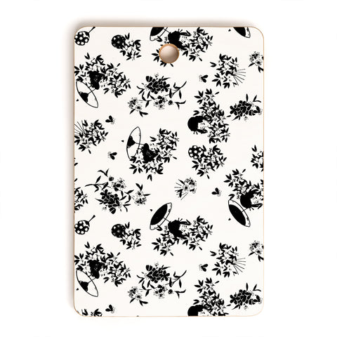 LouBruzzoni Black and white oriental pattern Cutting Board Rectangle