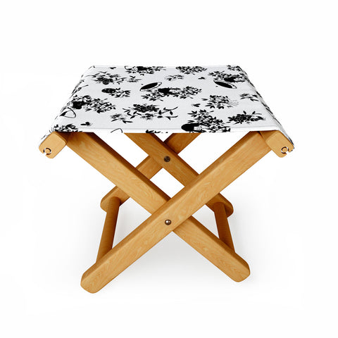 LouBruzzoni Black and white oriental pattern Folding Stool