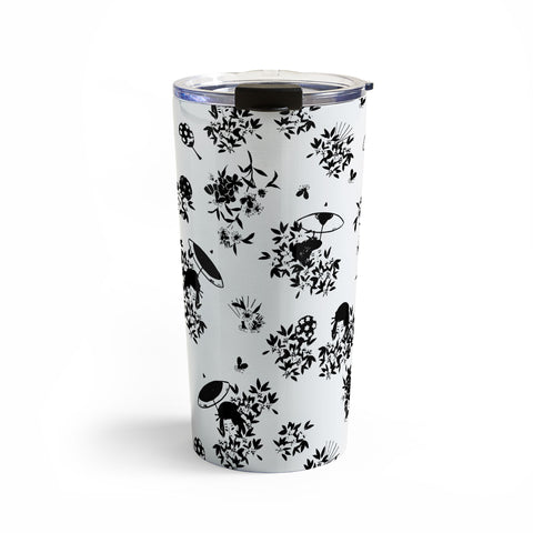 LouBruzzoni Black and white oriental pattern Travel Mug