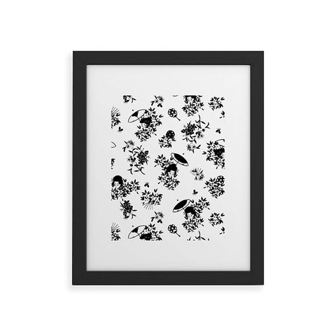 LouBruzzoni Black and white oriental pattern Framed Art Print