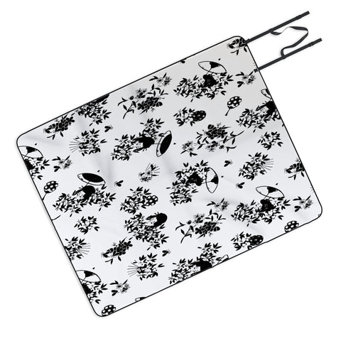 LouBruzzoni Black and white oriental pattern Picnic Blanket