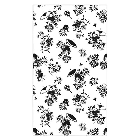 LouBruzzoni Black and white oriental pattern Tablecloth
