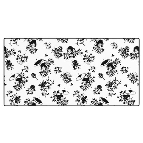 LouBruzzoni Black and white oriental pattern Desk Mat