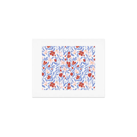 LouBruzzoni Blue and Orange vibrant bold flowers Art Print