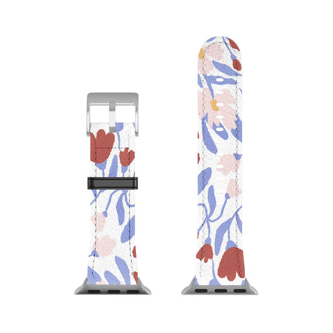 LouBruzzoni Blue and Orange vibrant bold flowers Apple Watch Band