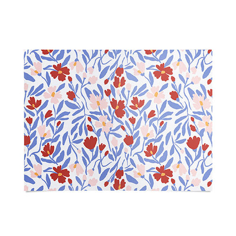 LouBruzzoni Blue and Orange vibrant bold flowers Poster