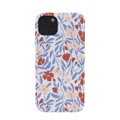 LouBruzzoni Blue and Orange vibrant bold flowers Phone Case