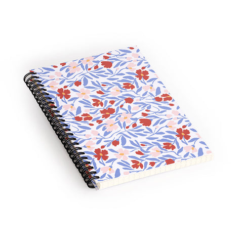 LouBruzzoni Blue and Orange vibrant bold flowers Spiral Notebook