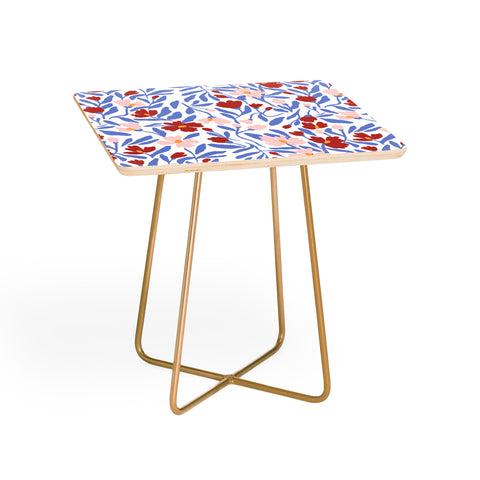 LouBruzzoni Blue and Orange vibrant bold flowers Side Table