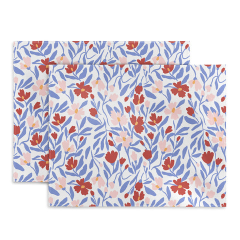 LouBruzzoni Blue and Orange vibrant bold flowers Placemat