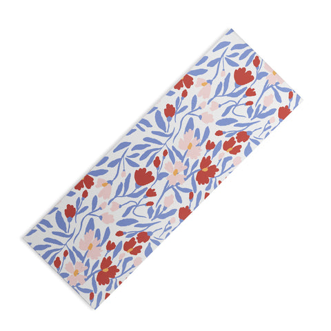 LouBruzzoni Blue and Orange vibrant bold flowers Yoga Mat