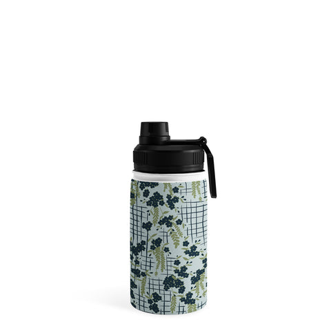 LouBruzzoni Blue flowers and checks Water Bottle