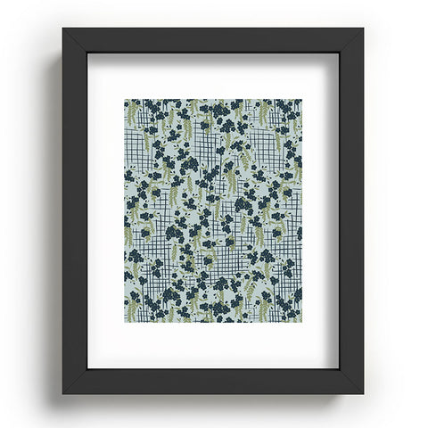 LouBruzzoni Blue flowers and checks Recessed Framing Rectangle