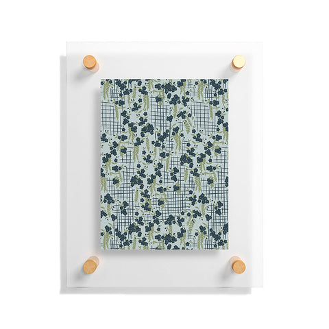 LouBruzzoni Blue flowers and checks Floating Acrylic Print