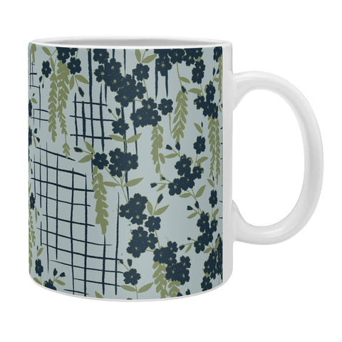 LouBruzzoni Blue flowers and checks Coffee Mug