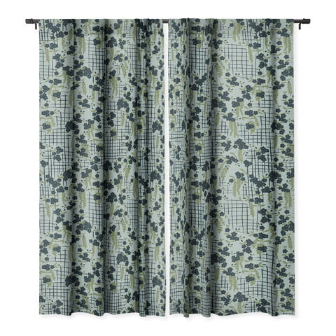 LouBruzzoni Blue flowers and checks Blackout Non Repeat